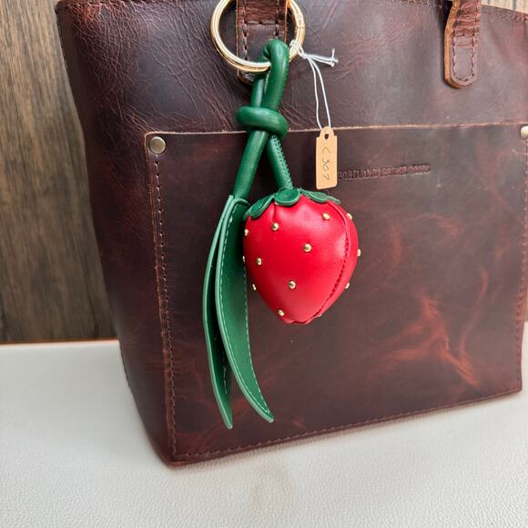 Pink Strawberry Keychain Purse Charm Key Chain  NEW FAST SHIP - Picture 1 of 5
